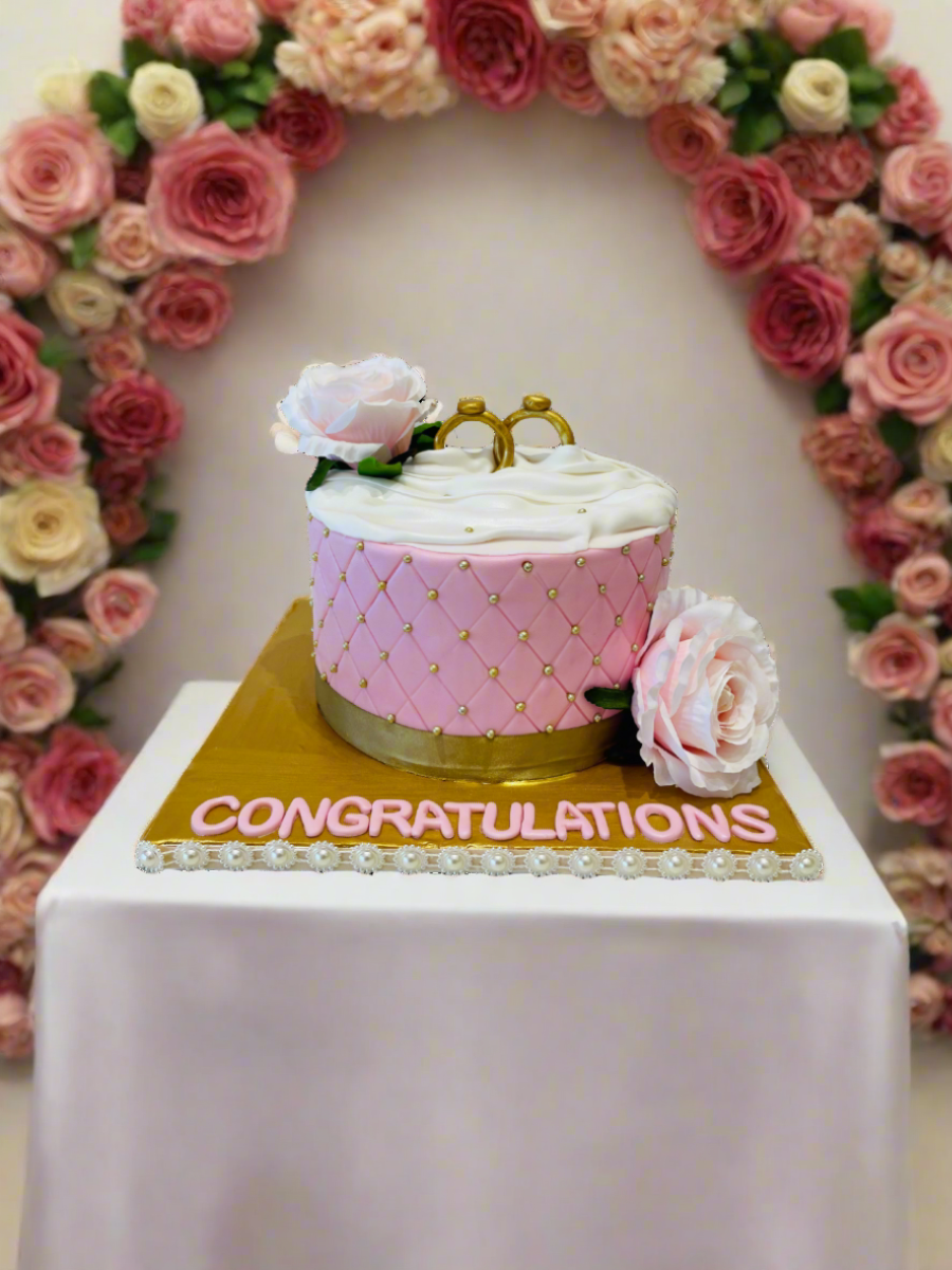 Ring Engagement Fondant Cake