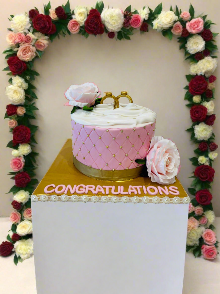 Ring Engagement Fondant Cake