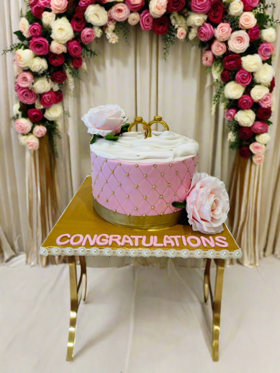 Ring Engagement Fondant Cake