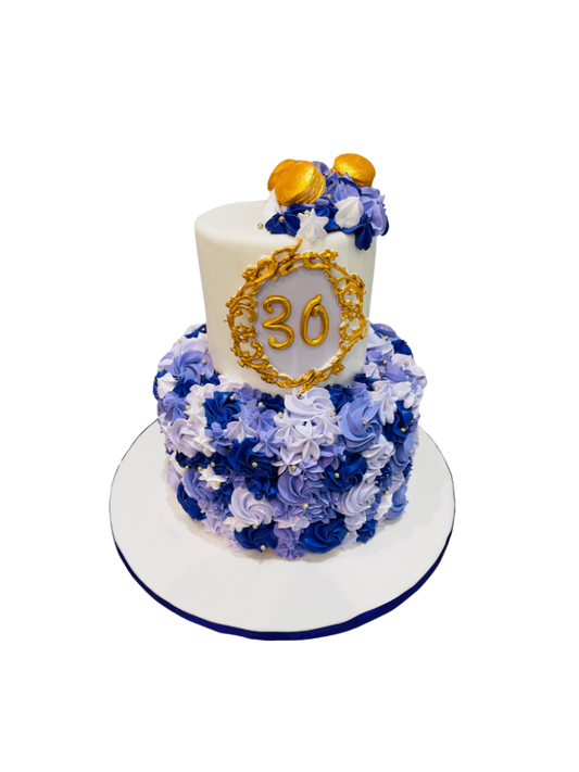 Purple Gold Tiered Cake