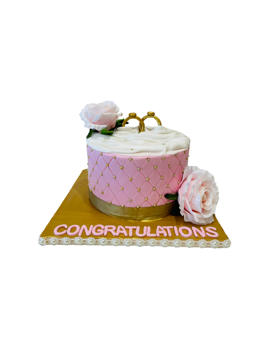 Ring Engagement Fondant Cake