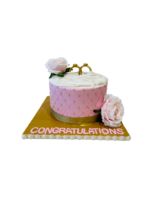 Ring Engagement Fondant Cake