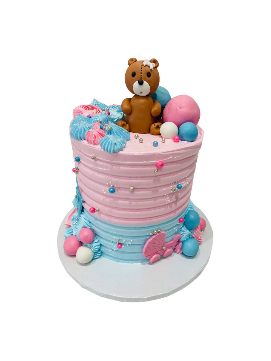 Teddy Blue & Pink Cream Cake