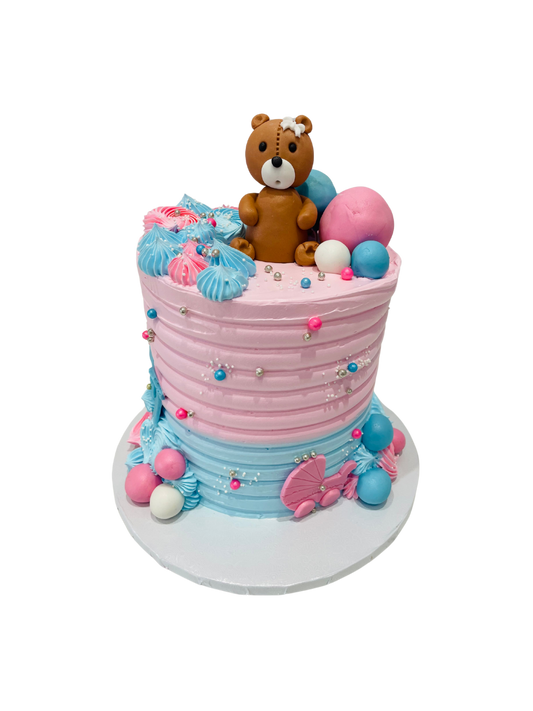 Teddy Blue & Pink Cream Cake