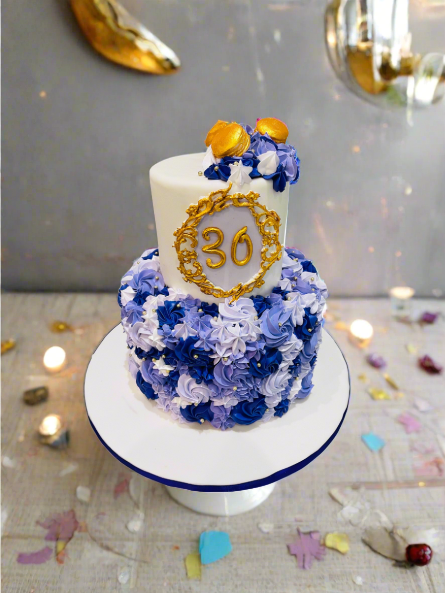 Purple Gold Tiered Cake