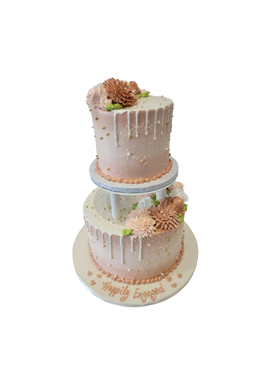 Rose Gold Engagement Tiered Cake