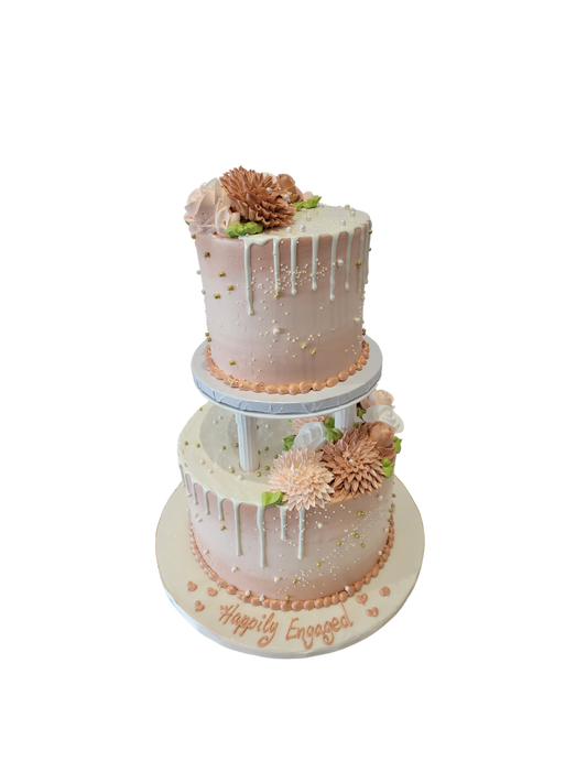 Rose Gold Engagement Tiered Cake