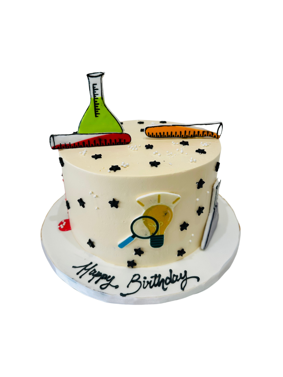 Science Theme Cream Cake
