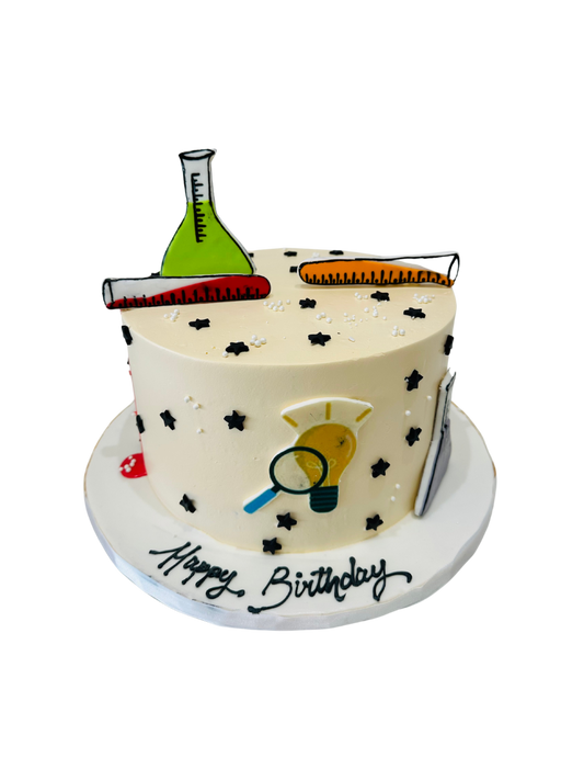 Science Theme Cream Cake