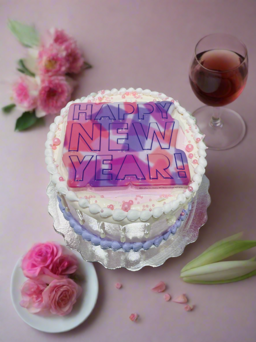Pastel Pink Purple New Year Cake