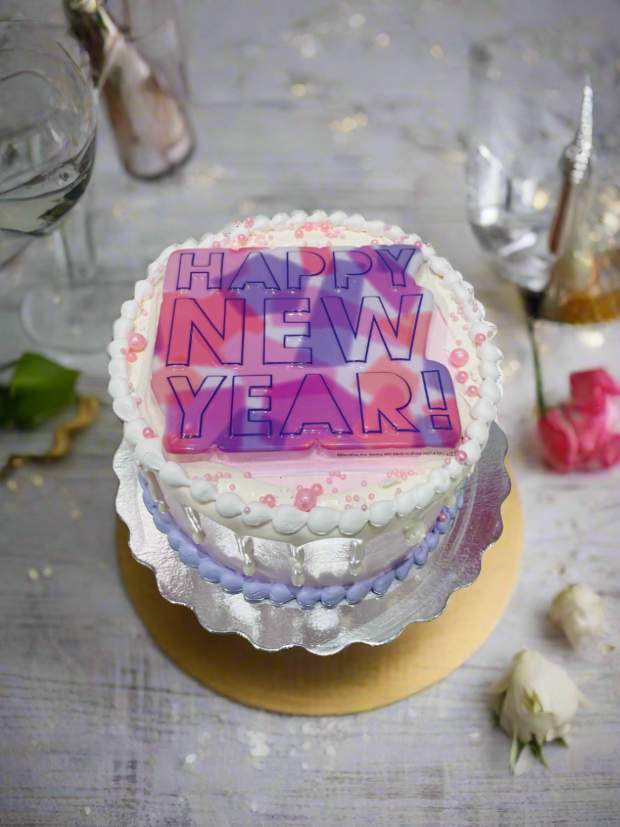 Pastel Pink Purple New Year Cake
