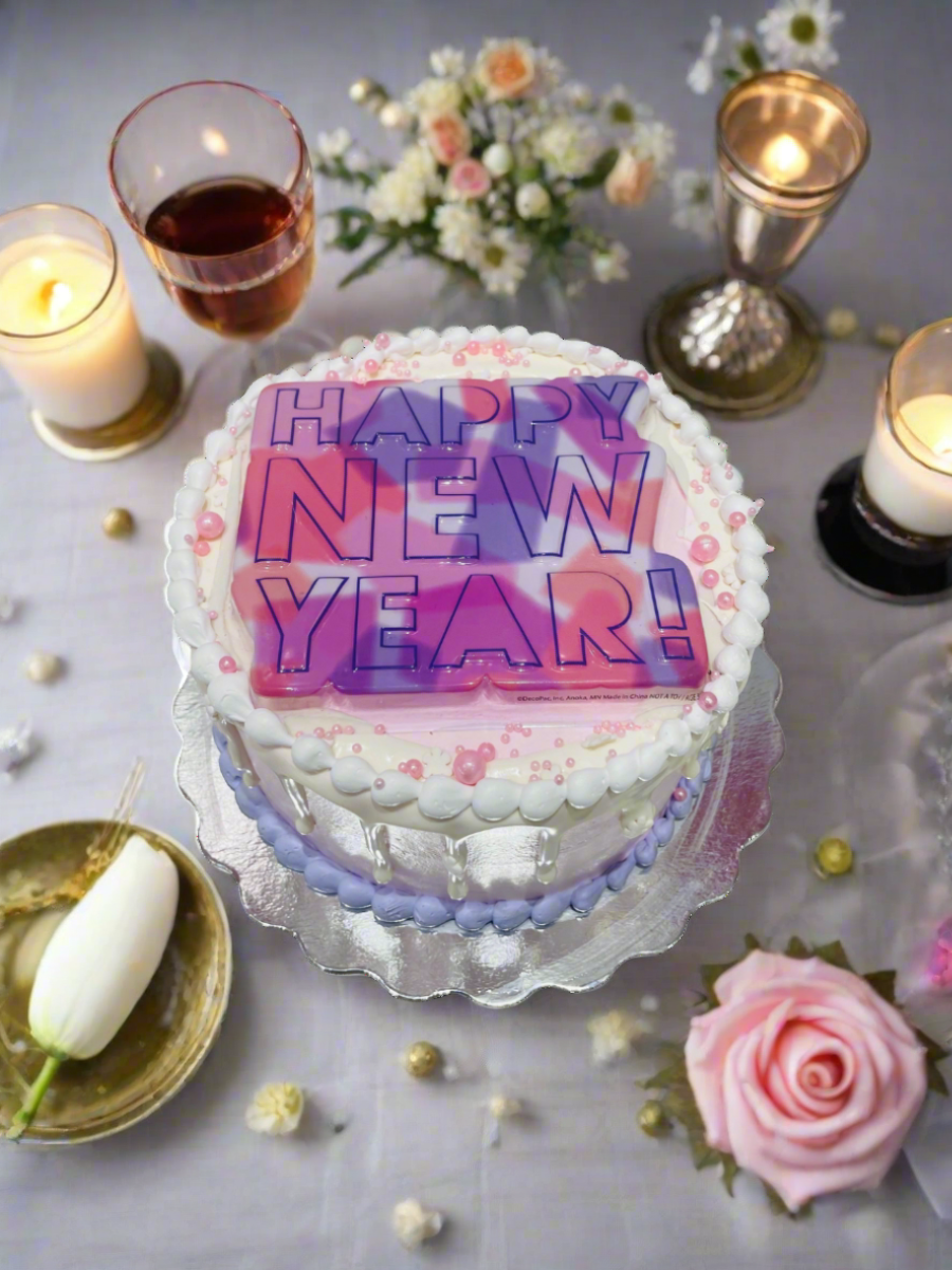 Pastel Pink Purple New Year Cake