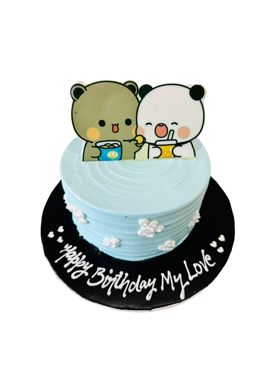 Teddy Couple Cream Cake