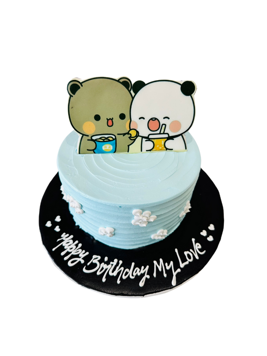 Teddy Couple Cream Cake