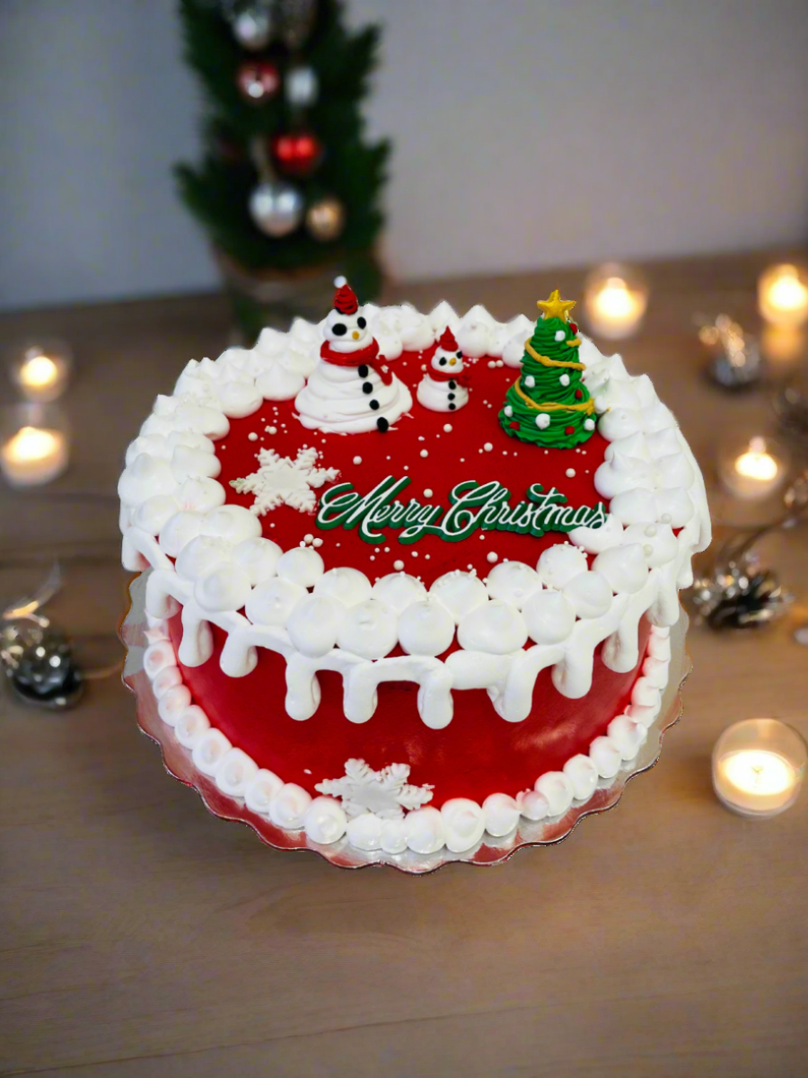 Cream Snowman Christmas Cake