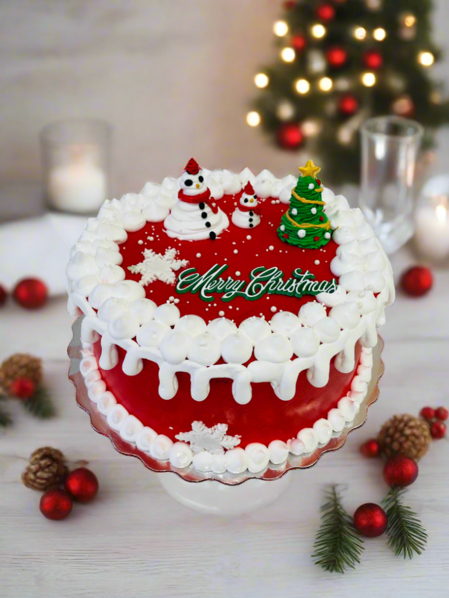Cream Snowman Christmas Cake