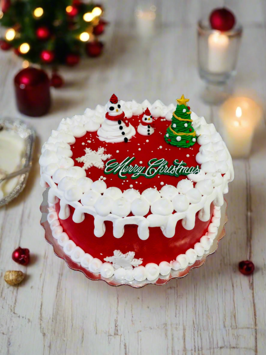 Cream Snowman Christmas Cake