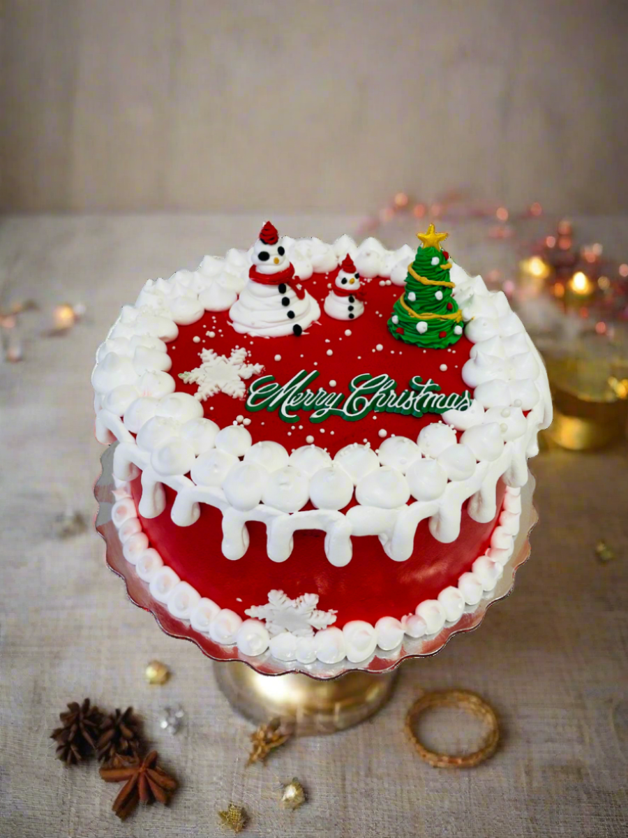 Cream Snowman Christmas Cake