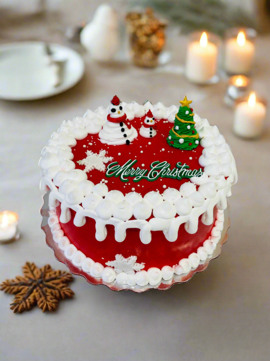 Cream Snowman Christmas Cake
