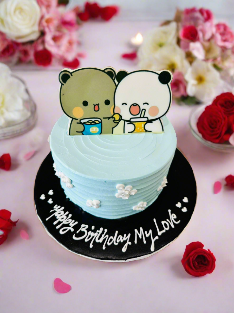 Teddy Couple Cream Cake