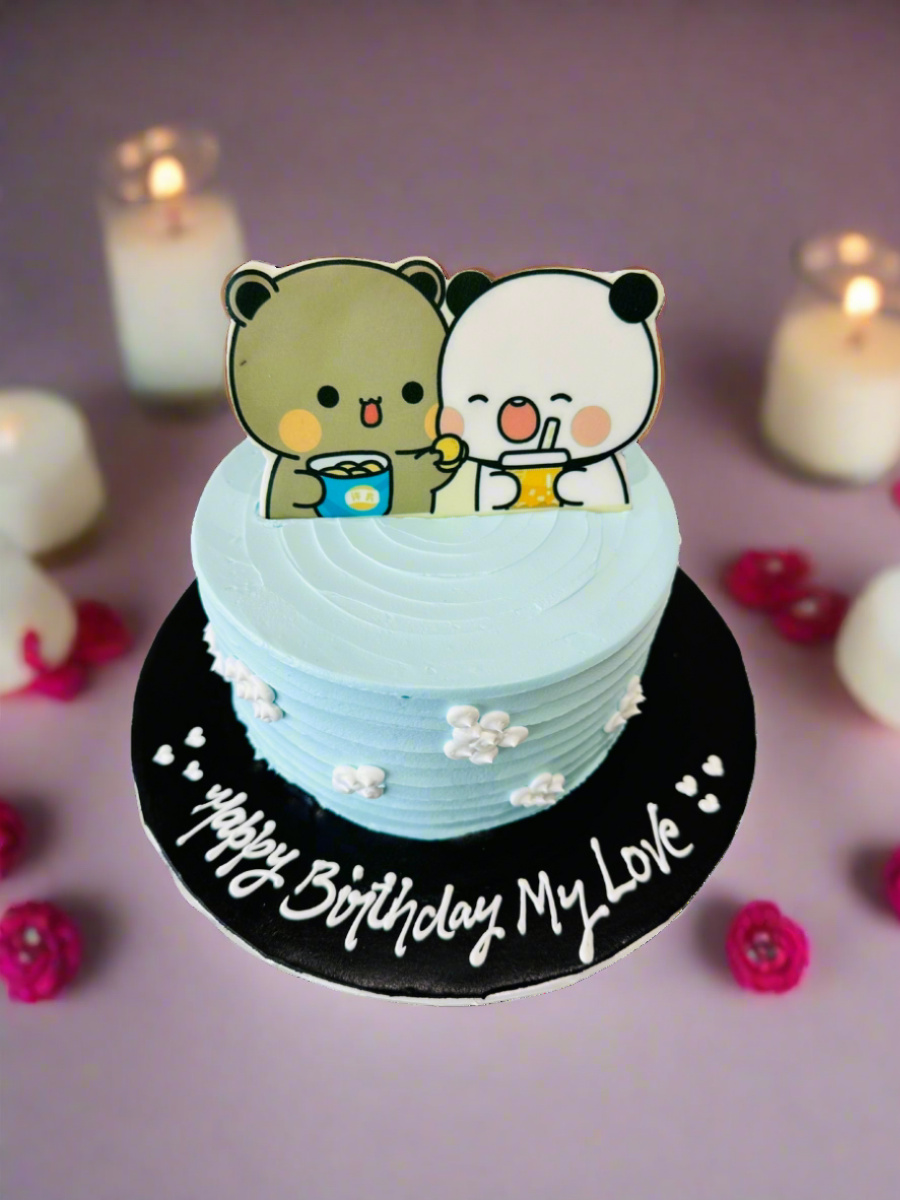 Teddy Couple Cream Cake