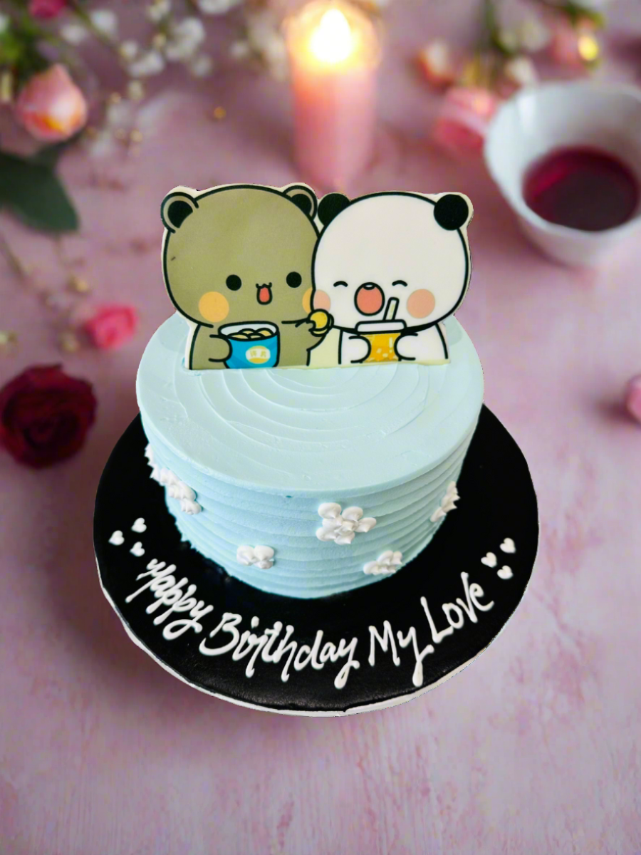 Teddy Couple Cream Cake