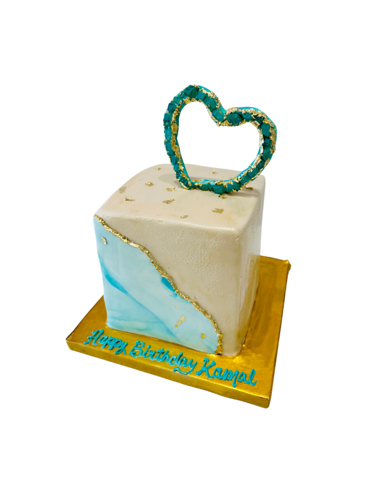 Kamal Heart Teal Fondant Cake