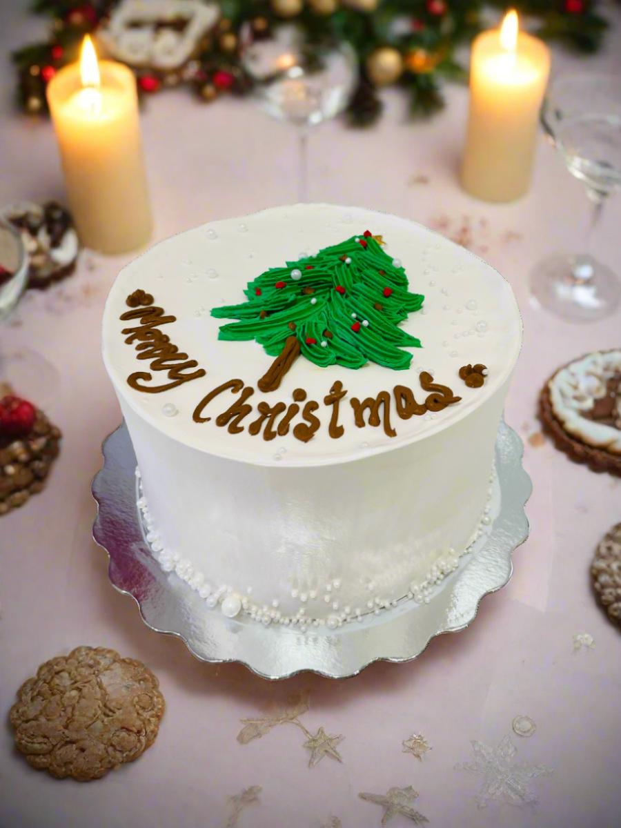Christmas Tree Cream Cake