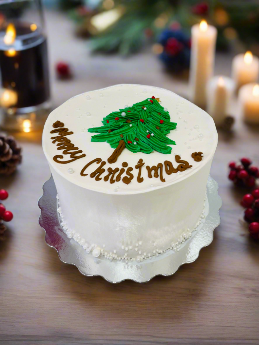 Christmas Tree Cream Cake