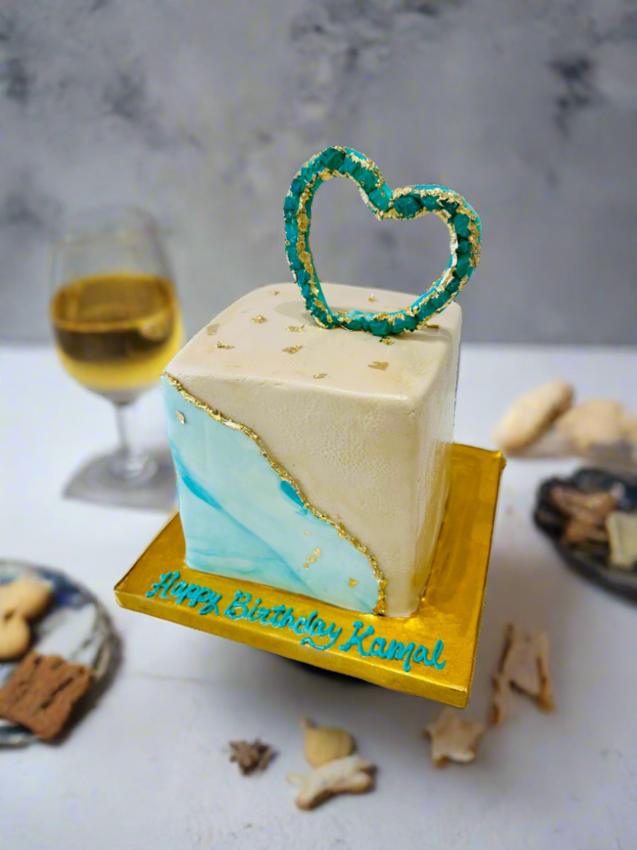 Kamal Heart Teal Fondant Cake