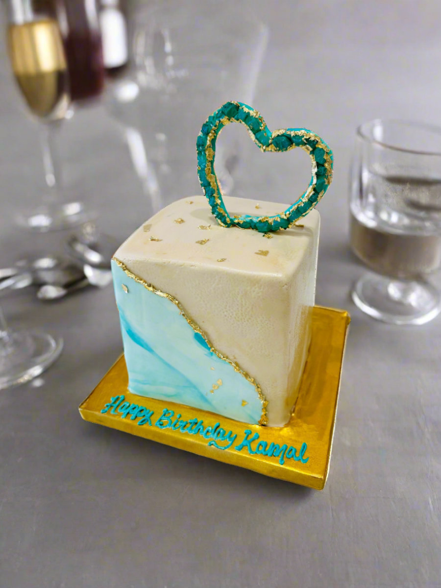 Kamal Heart Teal Fondant Cake