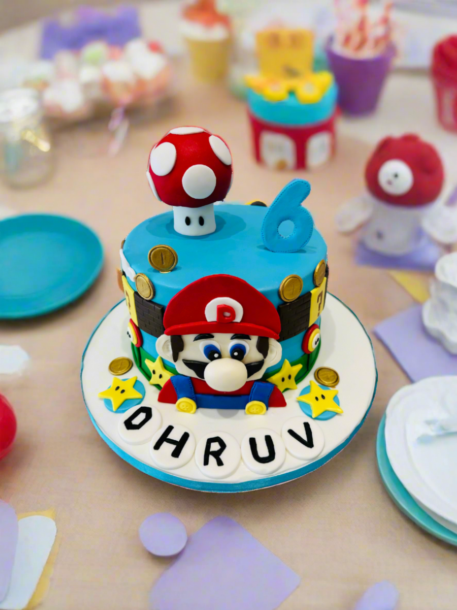 Dhruv Mario Theme Fondant Cake