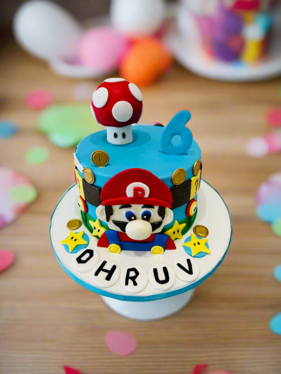 Dhruv Mario Theme Fondant Cake
