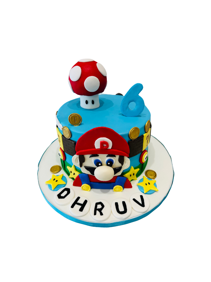 Dhruv Mario Theme Fondant Cake