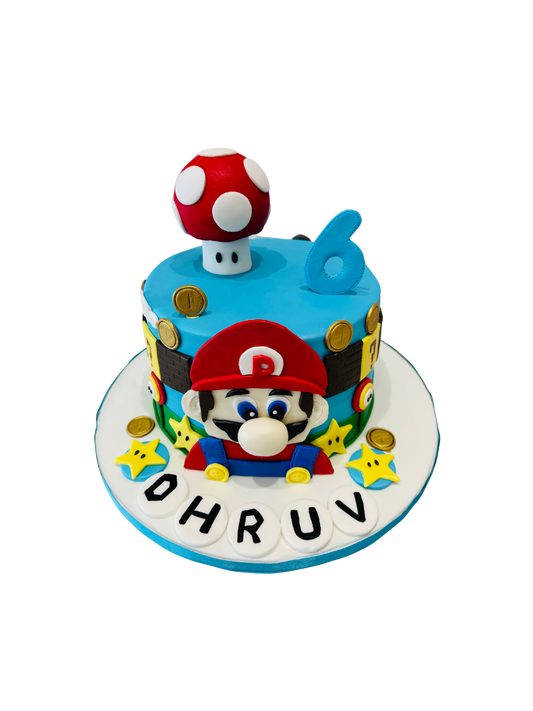 Dhruv Mario Theme Fondant Cake