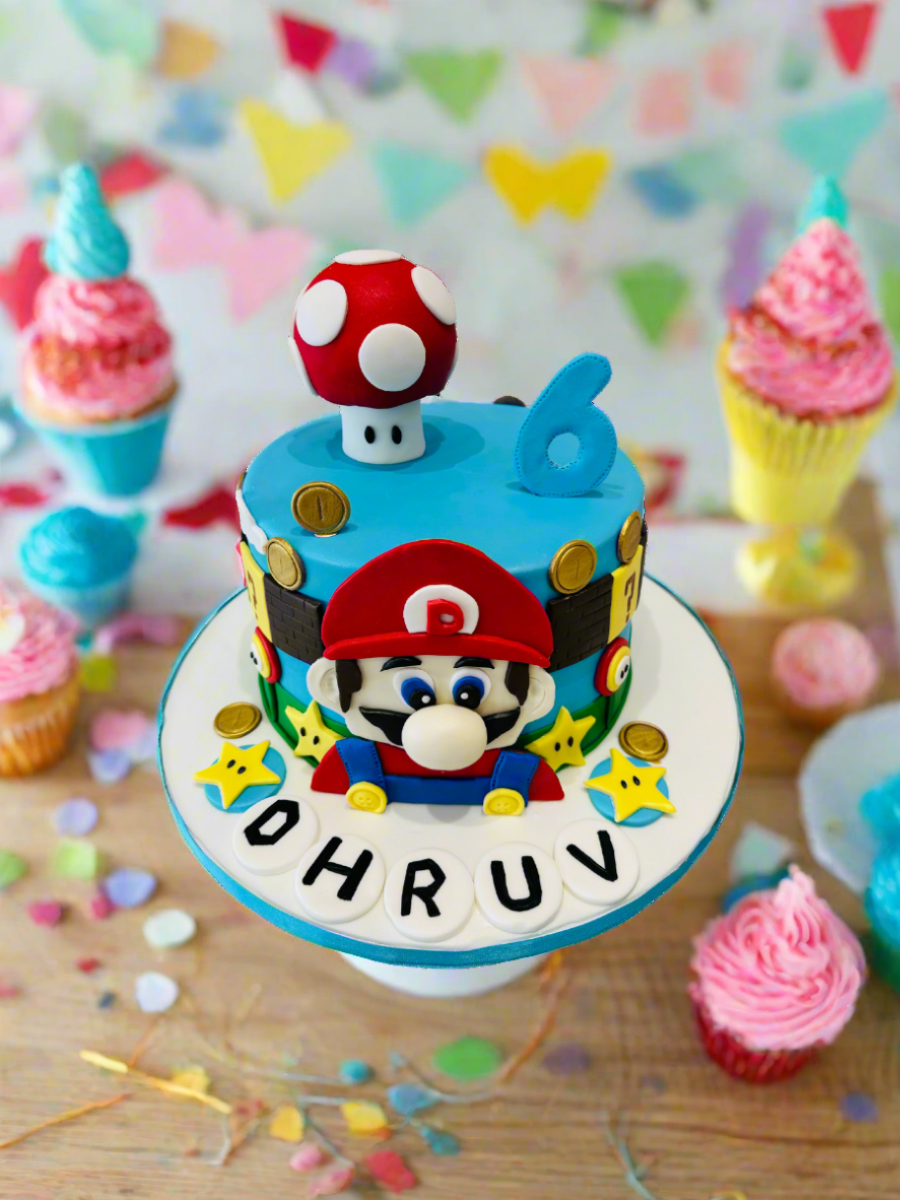 Dhruv Mario Theme Fondant Cake