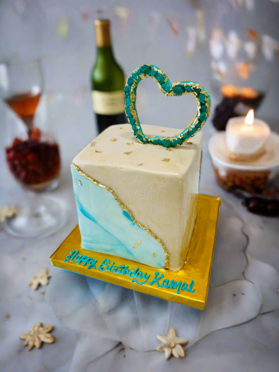 Kamal Heart Teal Fondant Cake