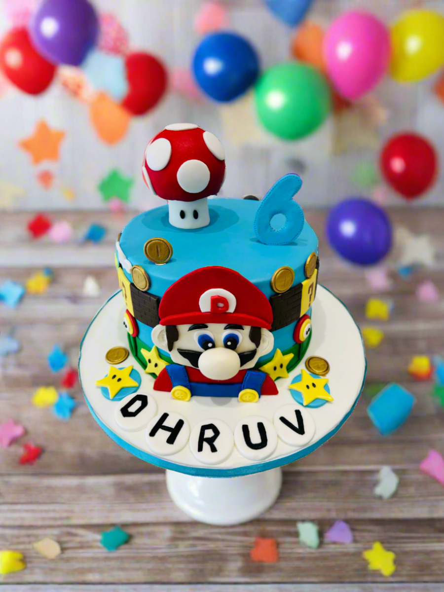 Dhruv Mario Theme Fondant Cake