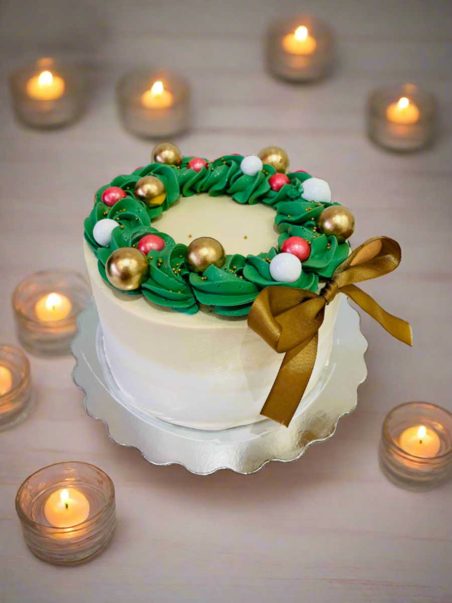 Christmas Bow Cream Cake