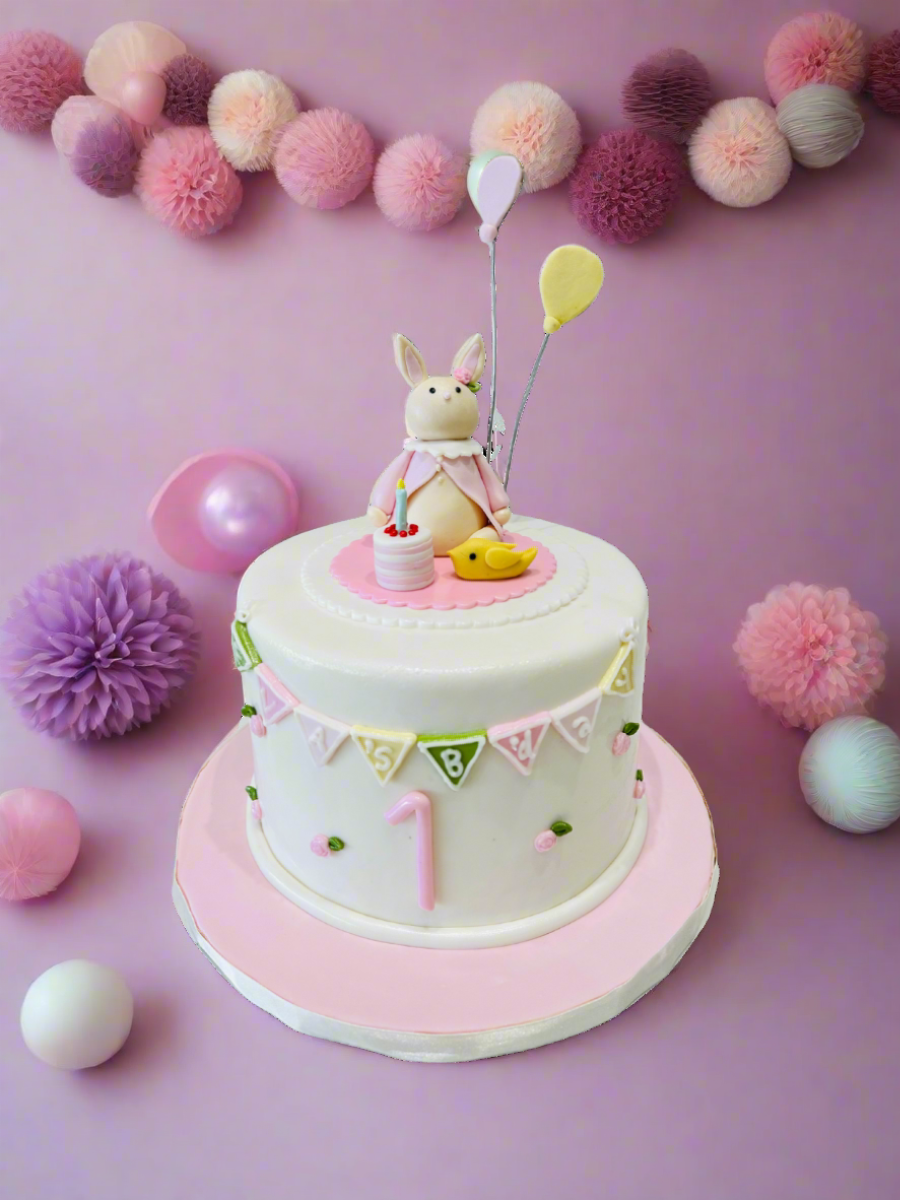 Bunny Birthday Fondant Cake