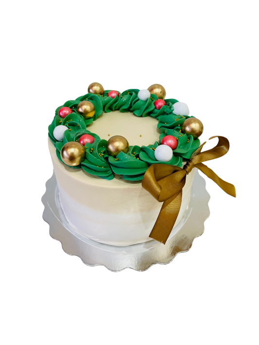 Christmas Bow Cream Cake