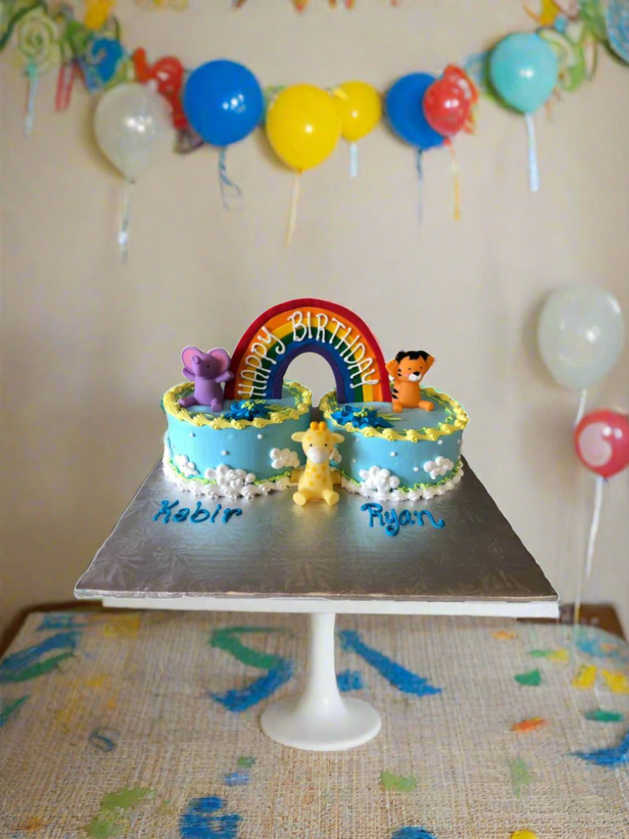 Baby Animals Twins Birthday Cake