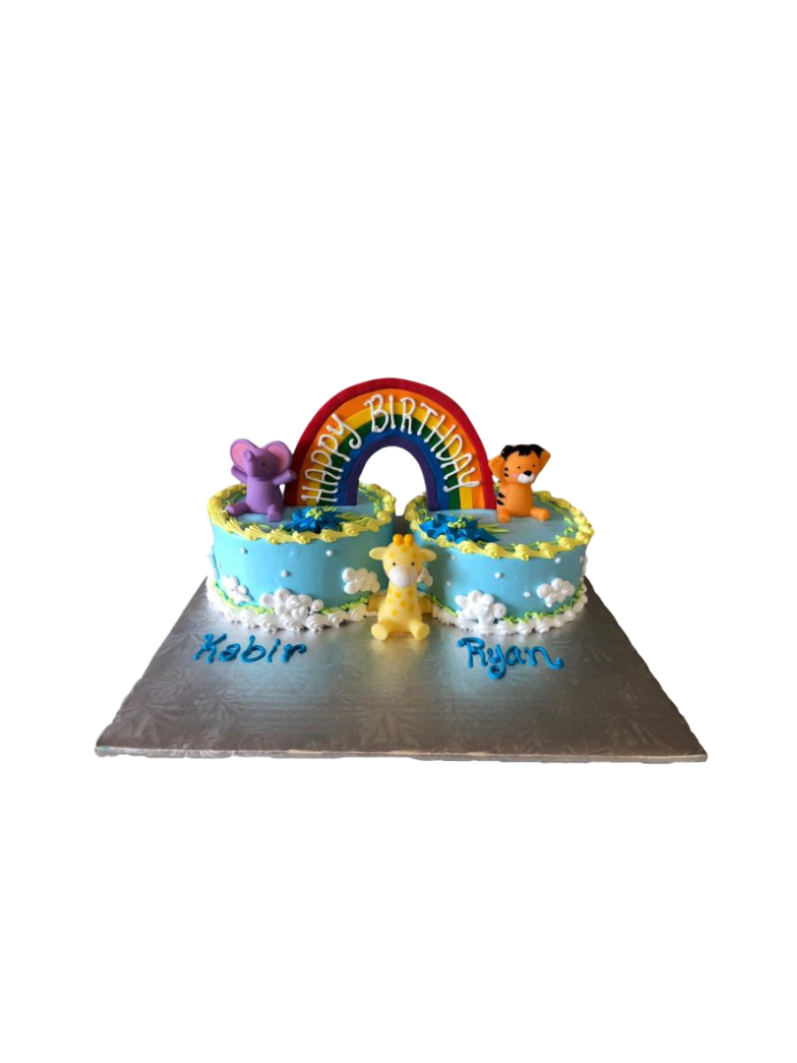Baby Animals Twins Birthday Cake
