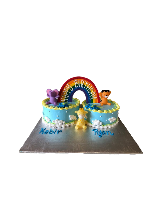 Baby Animals Twins Birthday Cake