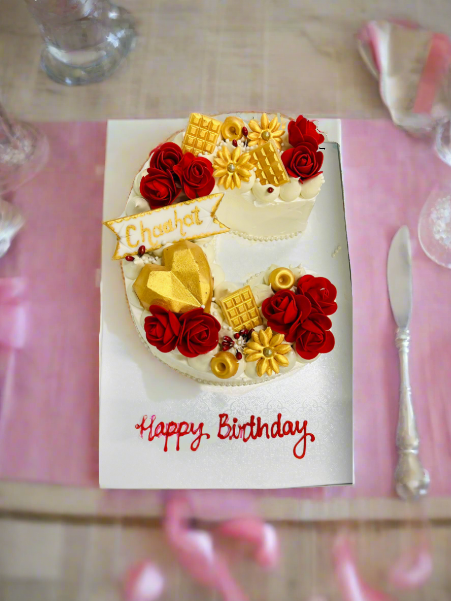 Red & Ivory Letter Molded Cake