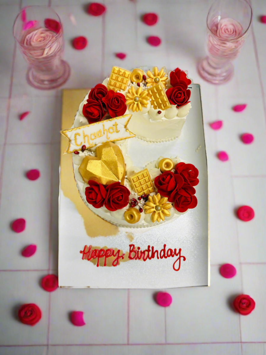 Red & Ivory Letter Molded Cake