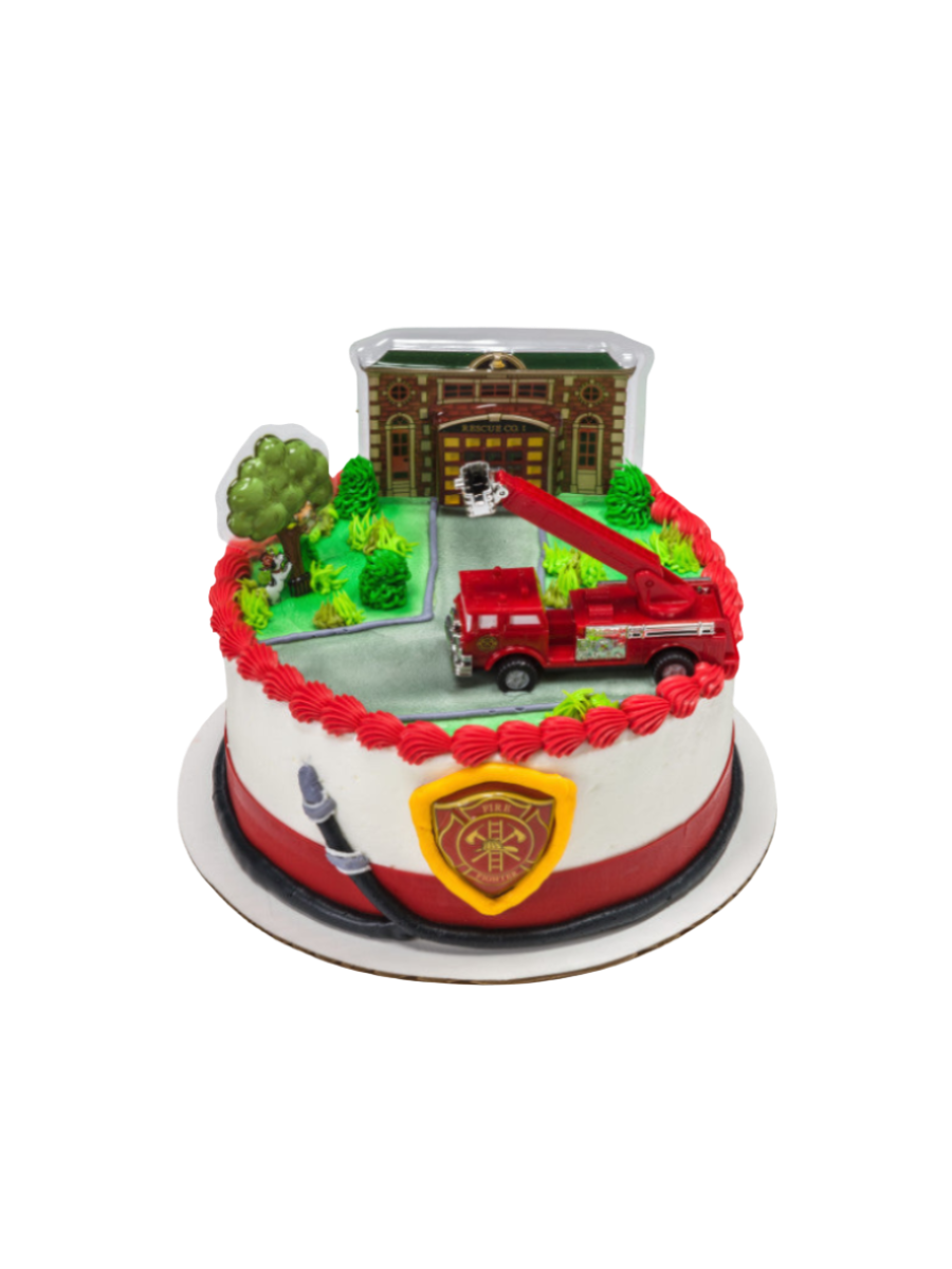Fire Truck & Station Cake