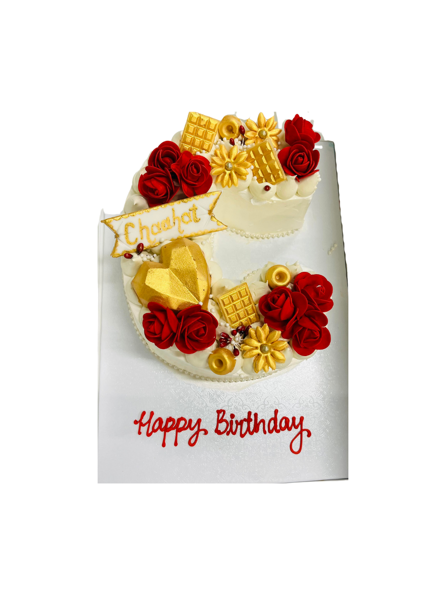 Red & Ivory Letter Molded Cake