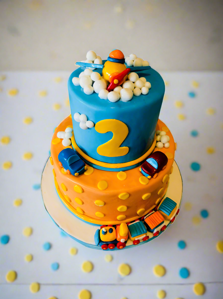 2Nd Birthday Car Fondant Cake
