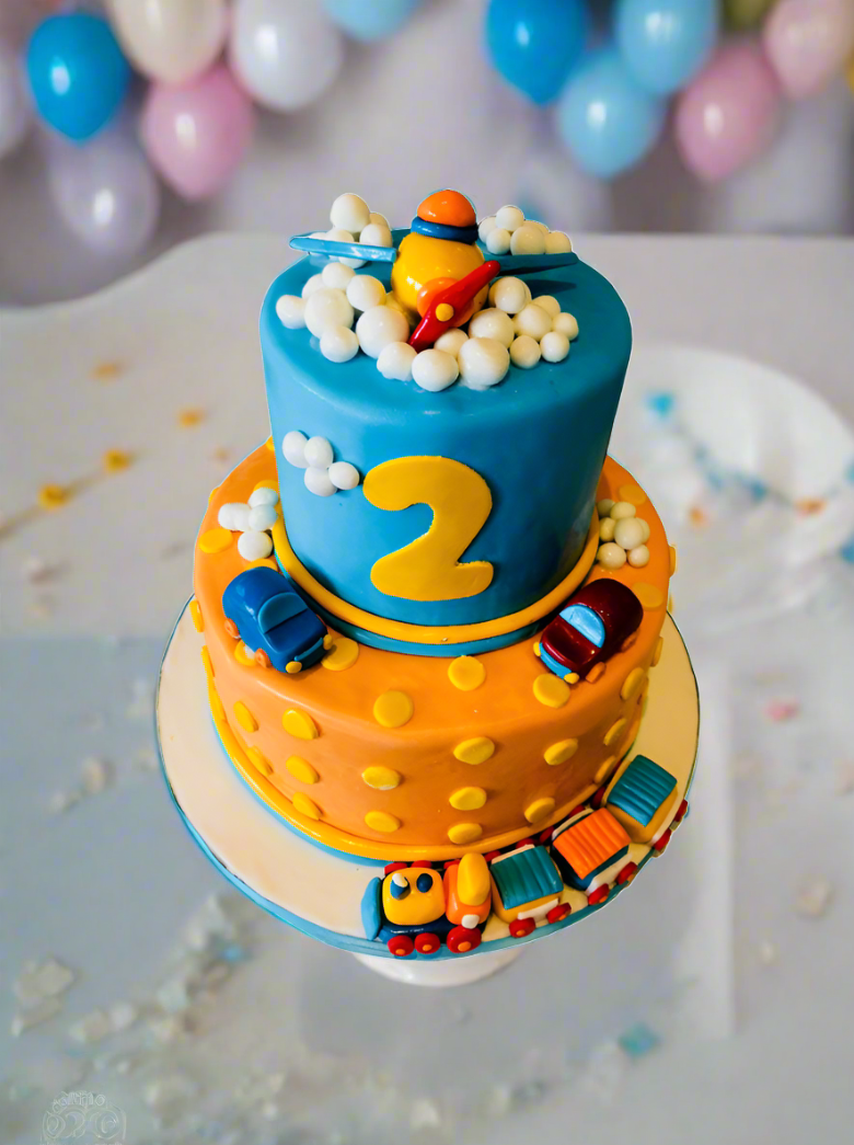 2Nd Birthday Car Fondant Cake